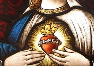 Stained glass image of the Immaculate Heart of Mary